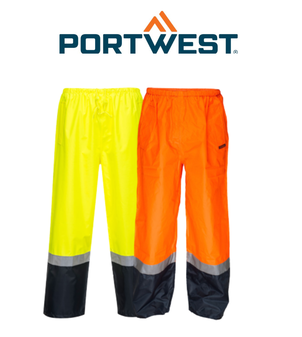 Portwest Mens Wet Weather Leisure Pants Waterproof Hi-Vis Work Reflective MP202