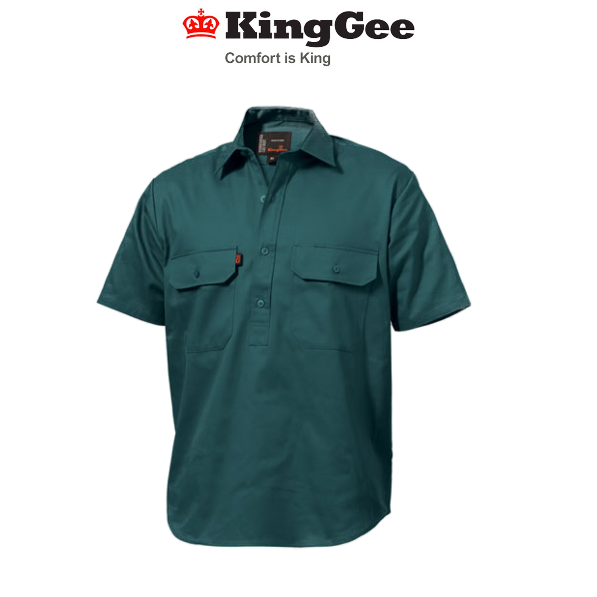KingGee Mens Closed Front Cotton Drill Comfortable Work Short Sleeve K04060