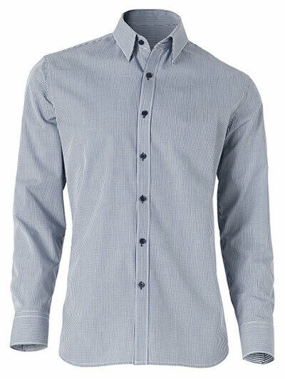 NNT Men Formal Gingham Long Cotton Blend Check Shirt Business Classic Fit CATDR4-Collins Clothing Co