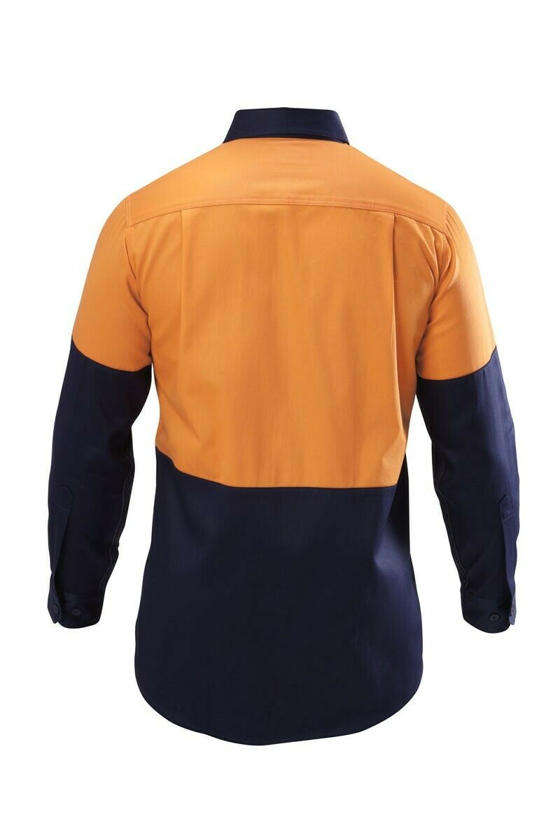 Hard Yakka Shirt Hi-Vis 2 Tone Long Sleeve Drill Work Safety Cotton Y07982-Collins Clothing Co