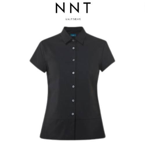 NNT Womens Stretch Cotton Blend Cap Sleeve Shirt Classic Fit Black Shirt CATU2V