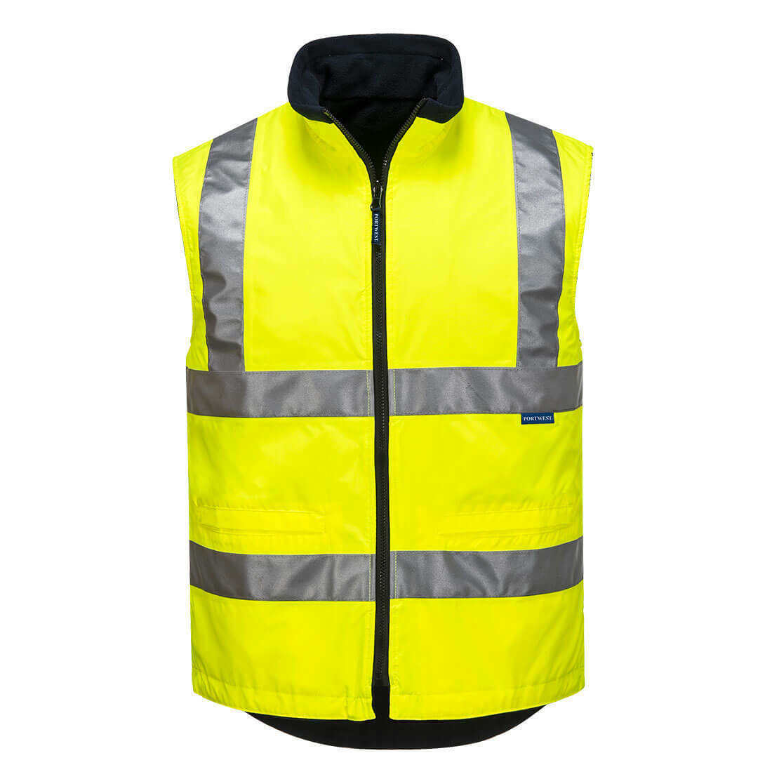 Portwest Mens Hi-Vis Polar Fleece Reversible Vest Reflective Work Safety MV214-Collins Clothing Co