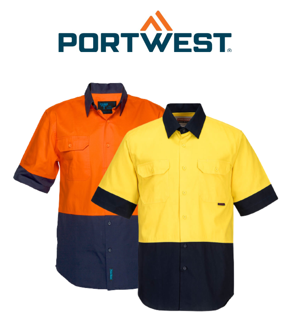 Portwest Hi-Vis Two Tone Regular Weight Short Sleeve Shirt Work Safety MS902