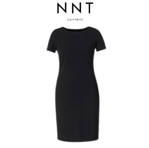 NNT Womens Crepe Stretch S/S Dress Scoope Neckline Black Dress CAT62U