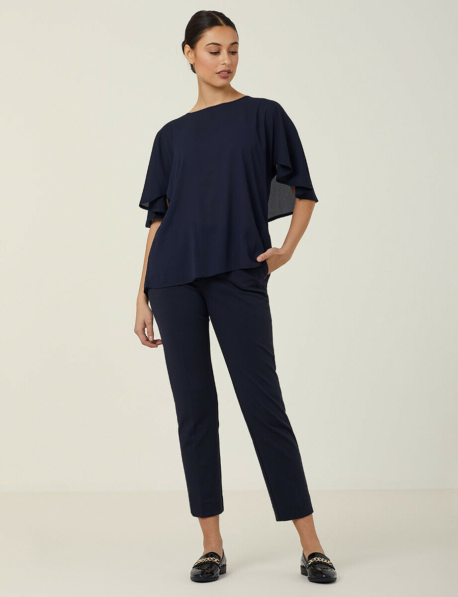 NNT Womens Georgie  Cape Short Sleeve Blouse Classic Fit Comfortable CATUKD-Collins Clothing Co