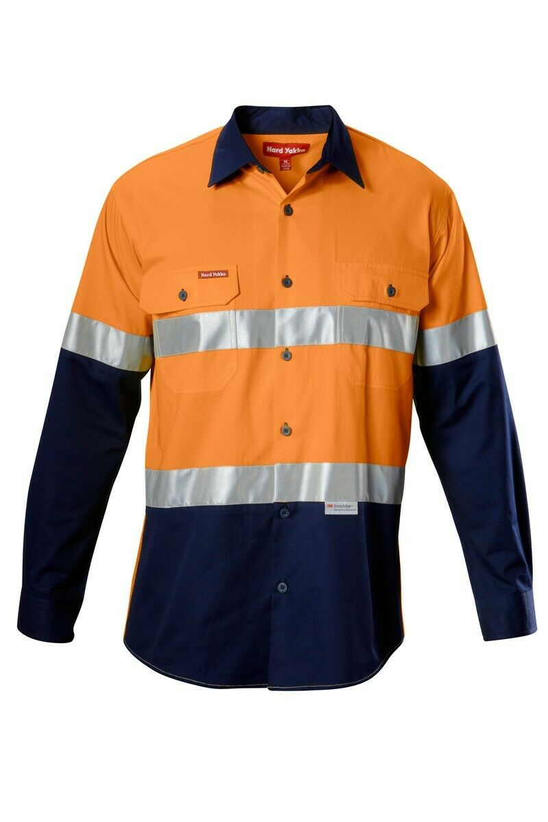Hard Yakka Koolgear Hi-Vis Safety Summer Cool Long Sleeve Work Shirt Y07978-Collins Clothing Co