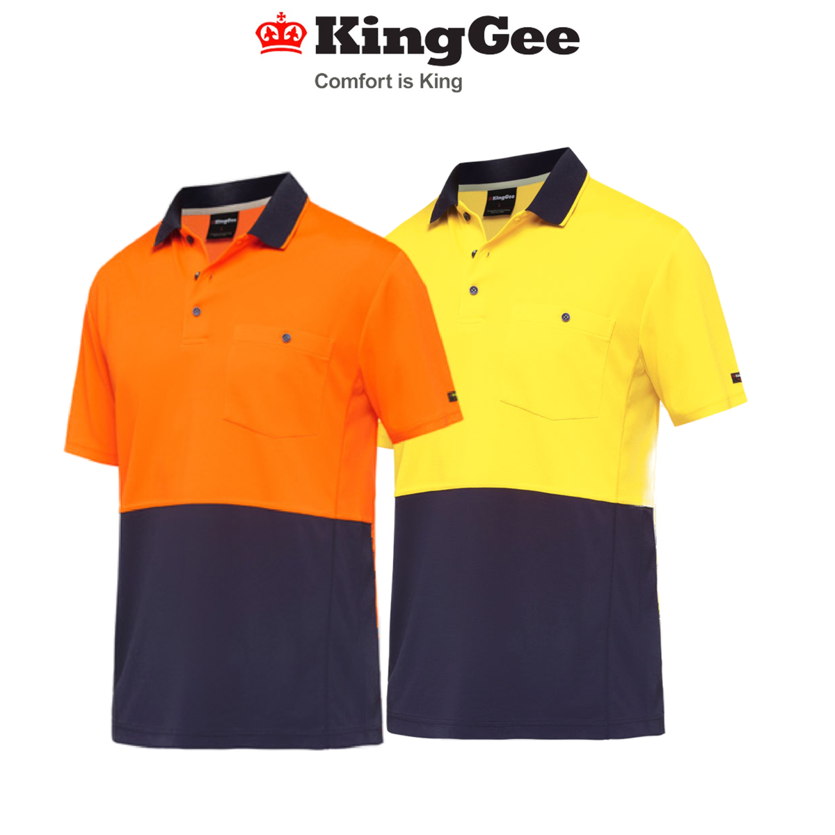 KingGee Mens Workcool Hyperfreeze Spliced Polo Shirt Short Sleeve Work K54205