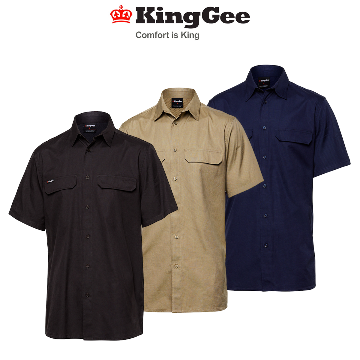 KingGee Mens Workcool Pro Shirt S/S Tough Stretch Ripstop Cotton Work K14022