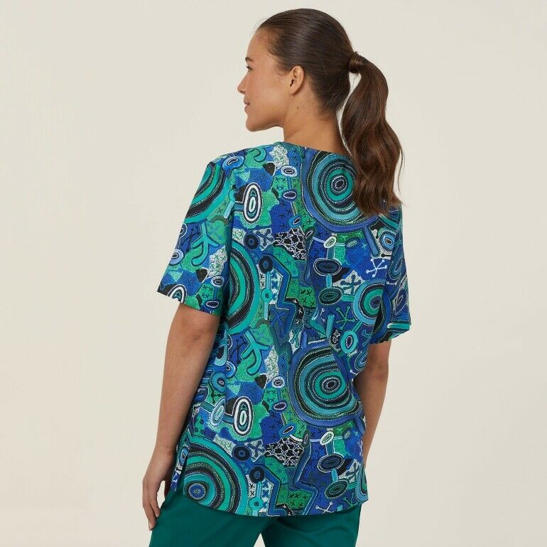 NNT Uniforms Unisex Warlu Indigenous Print Scrub Top V Neck Nurses Work CATRFR-Collins Clothing Co