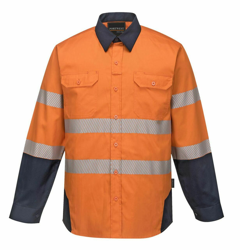 Portwest Mens PW3 Shirt Hi-Vis Tex Pro Reflective Lightweight Work Cotton PW372-Collins Clothing Co