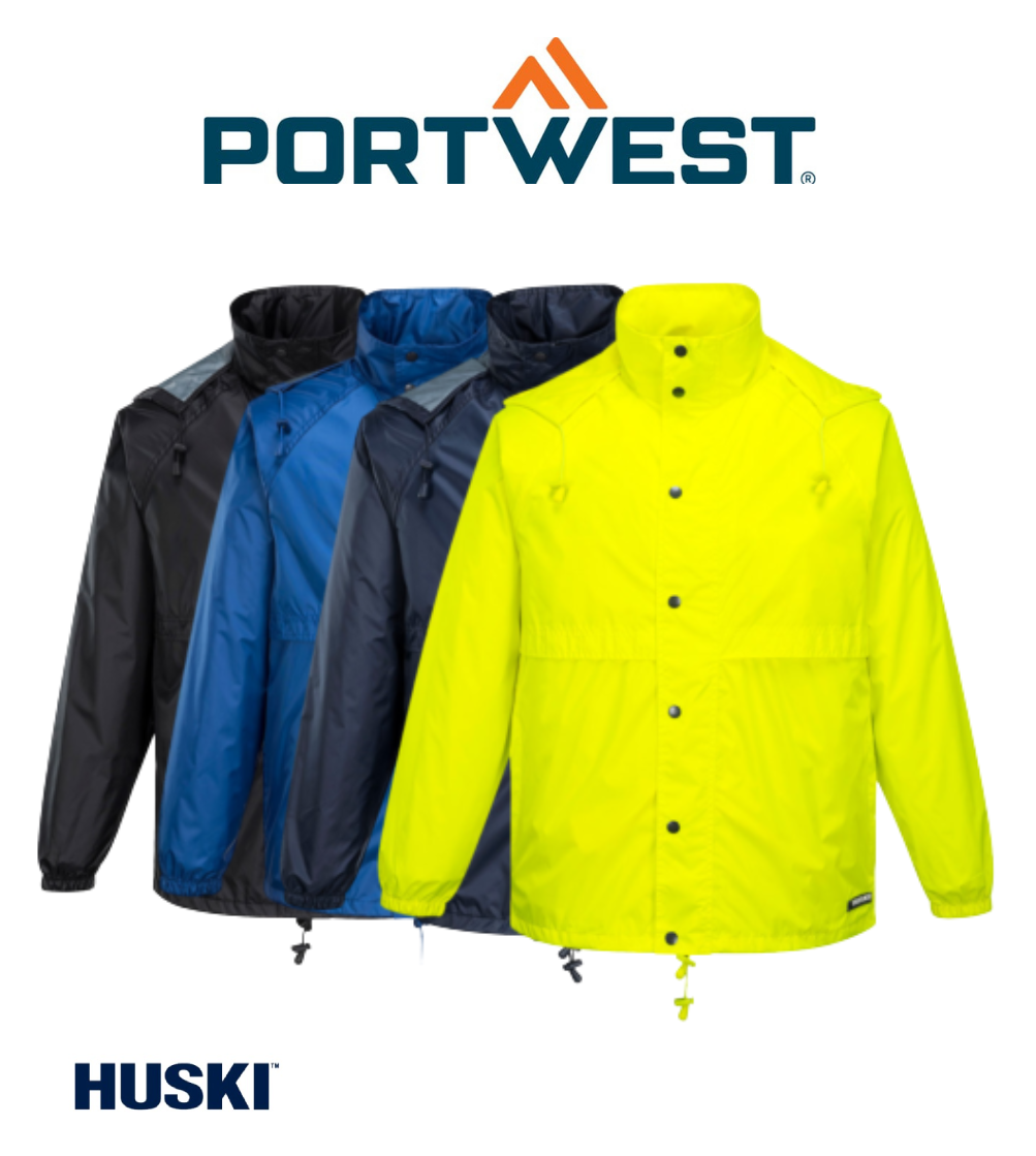 Portwest Mens Huski Stratus Jacket Lightweight Waterproof Lined Work K8032