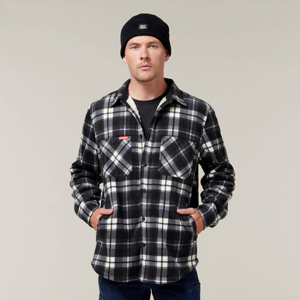 Hard Yakka Mens Legends Sherpa Comfy Fleece Jacket With Free Beanie Work Y06518