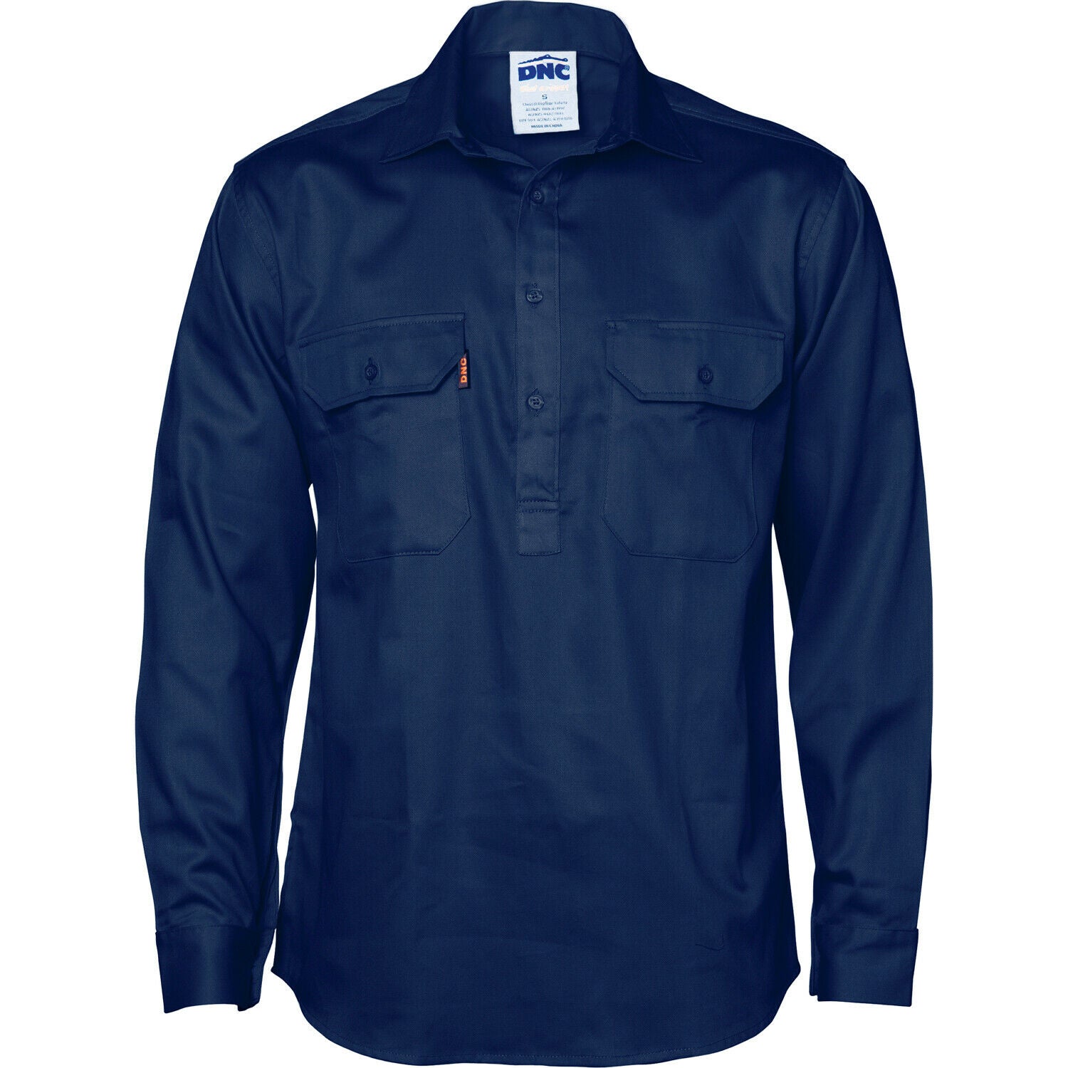 DNC Workwear Close Front Cotton Drill Long Sleeve Shirt Comfortable Work 3204-Collins Clothing Co