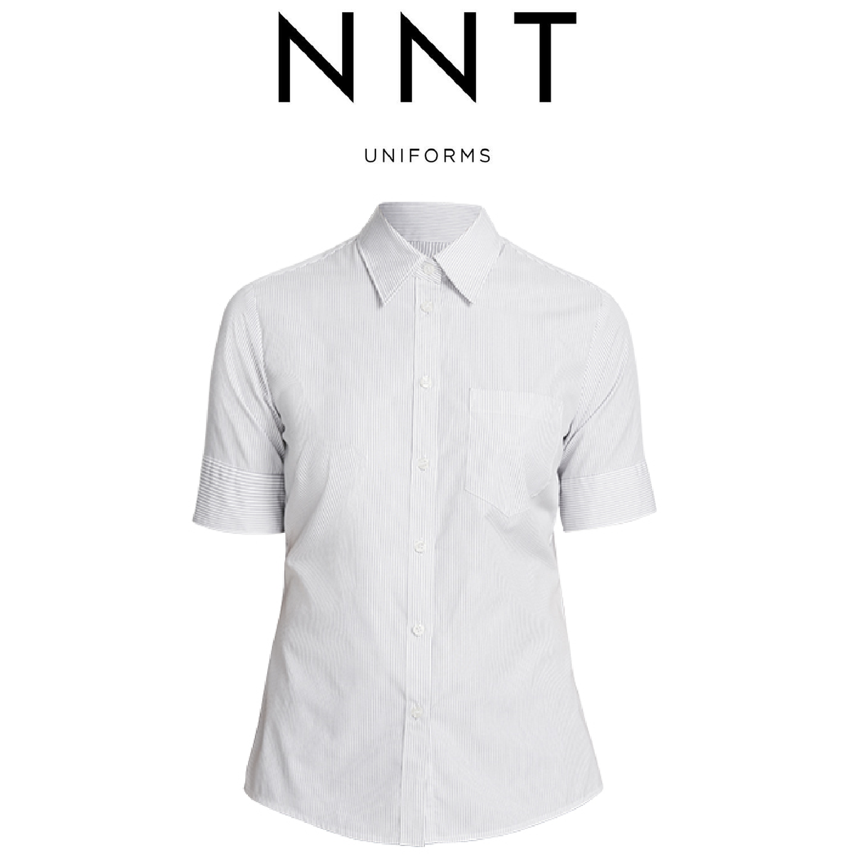 NNT Womens Cotton Shirts Fine Stripe Formal Short Sleeve Action Back CATU5N