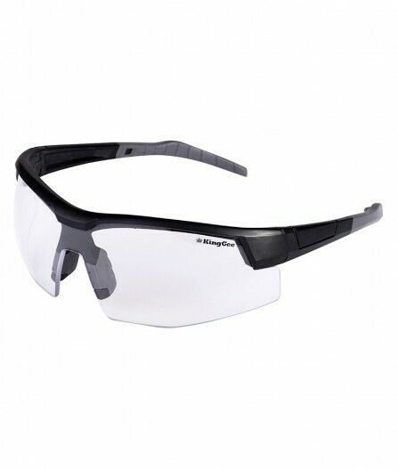KingGee Unisex Combat Clear Safety Glasses Mat Black Workwear K99067-Collins Clothing Co