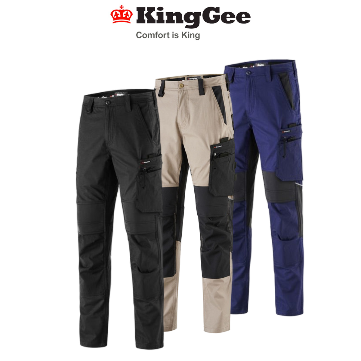 KingGee Mens Quantum Pant Stretch Ripstop Reflective Cargo Work Pants –  Collins Clothing Co