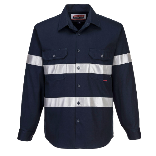 Portwest Geelong Shirt, Long Sleeve, Regular Weight Reflective Safety MA908