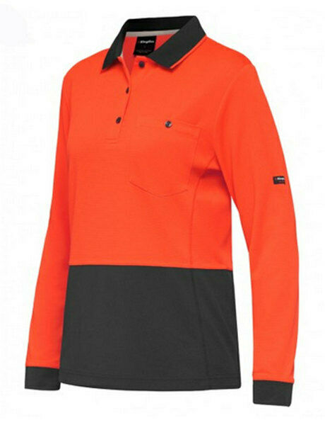 KingGee WorkCool Womens Spliced Polo L/S Comfort Work Safety Hyperfreeze K44730-Collins Clothing Co