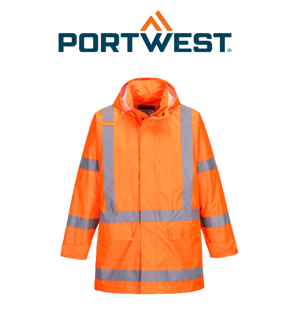 Portwest TTMC-W17 X-Back Rain Jacket 2 Tone Reflective Tape Work Safety TM610