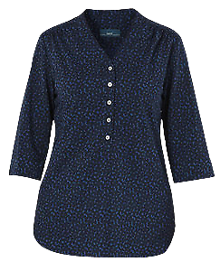 NNT Womens Pebble Print 3/4 Sleeve Tunic V Neckline Button Shirt CAT9XW