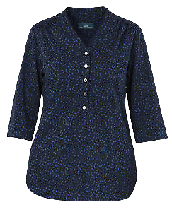 NNT Womens Pebble Print 3/4 Sleeve Tunic V Neckline Button Shirt CAT9XW-Collins Clothing Co