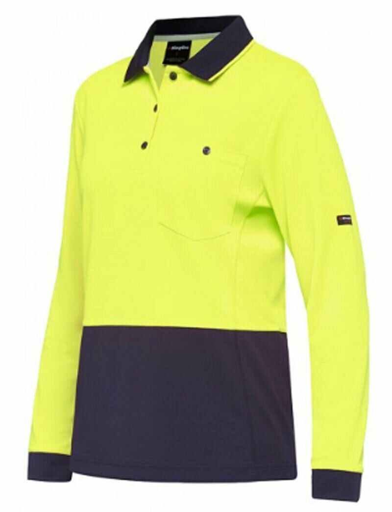 KingGee WorkCool Womens Spliced Polo L/S Comfort Work Safety Hyperfreeze K44730-Collins Clothing Co