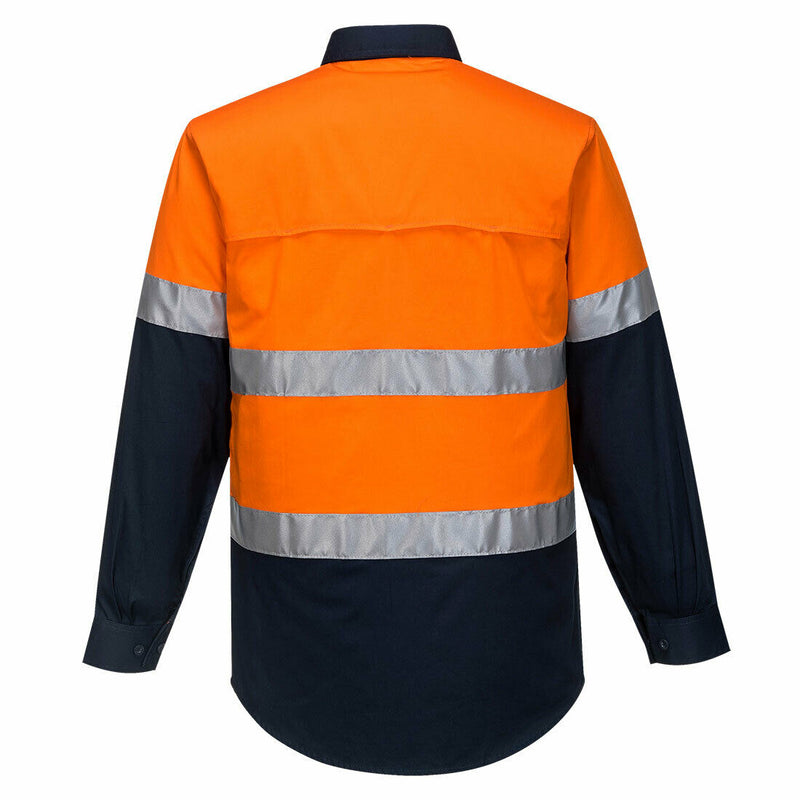 Portwest Mens Prime Mover Taped Hi-Vis Lightweight Long Sleeve Shirt Work MA801-Collins Clothing Co