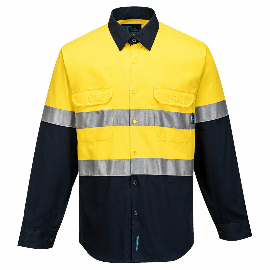 Portwest Mens Prime Mover Work Hi-Vis Two Tone Long Sleeve Shirt Taped MA101