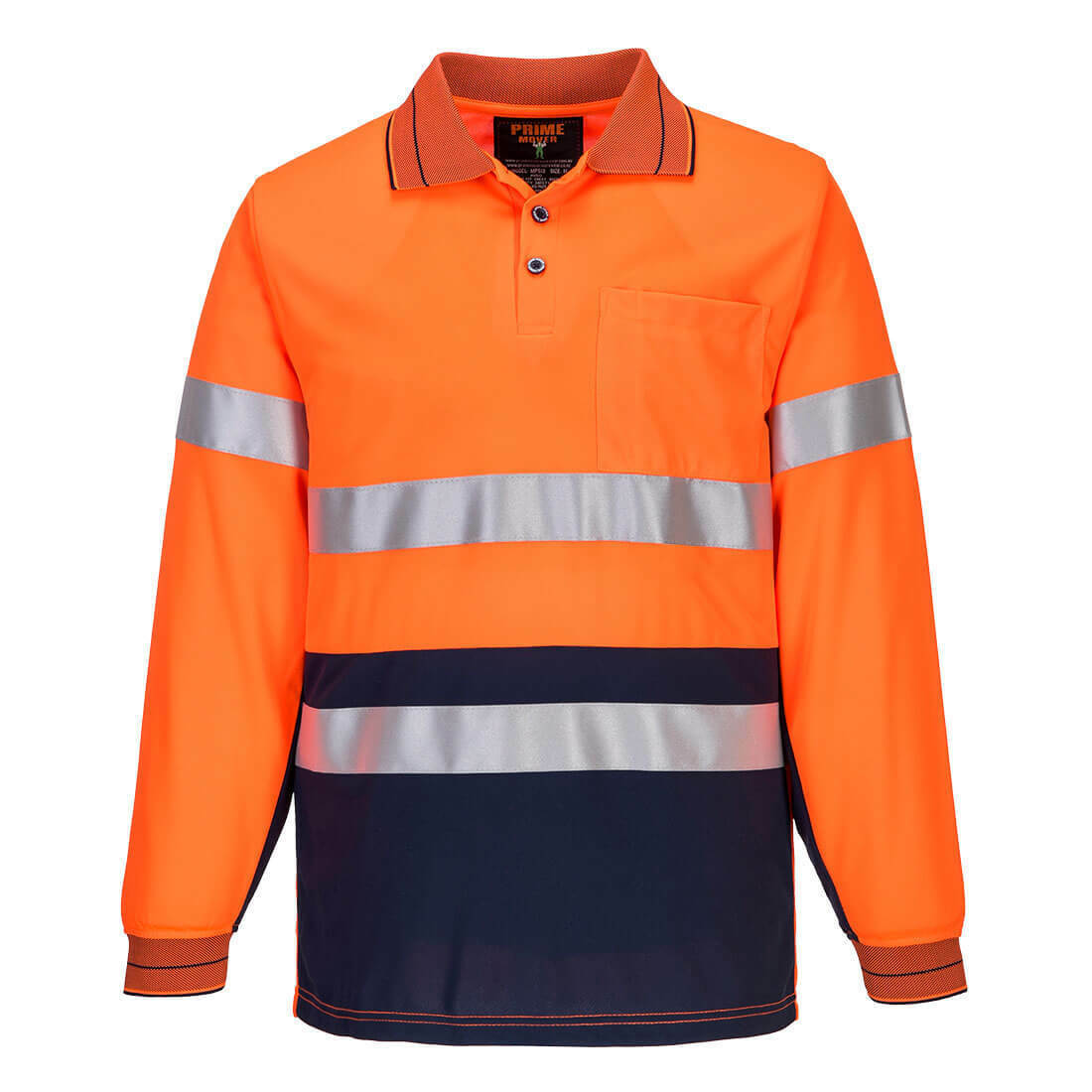Portwest Mens Prime Mover Long Sleeve Micro Mesh Polo Taped Work Hi-Vis MP513-Collins Clothing Co
