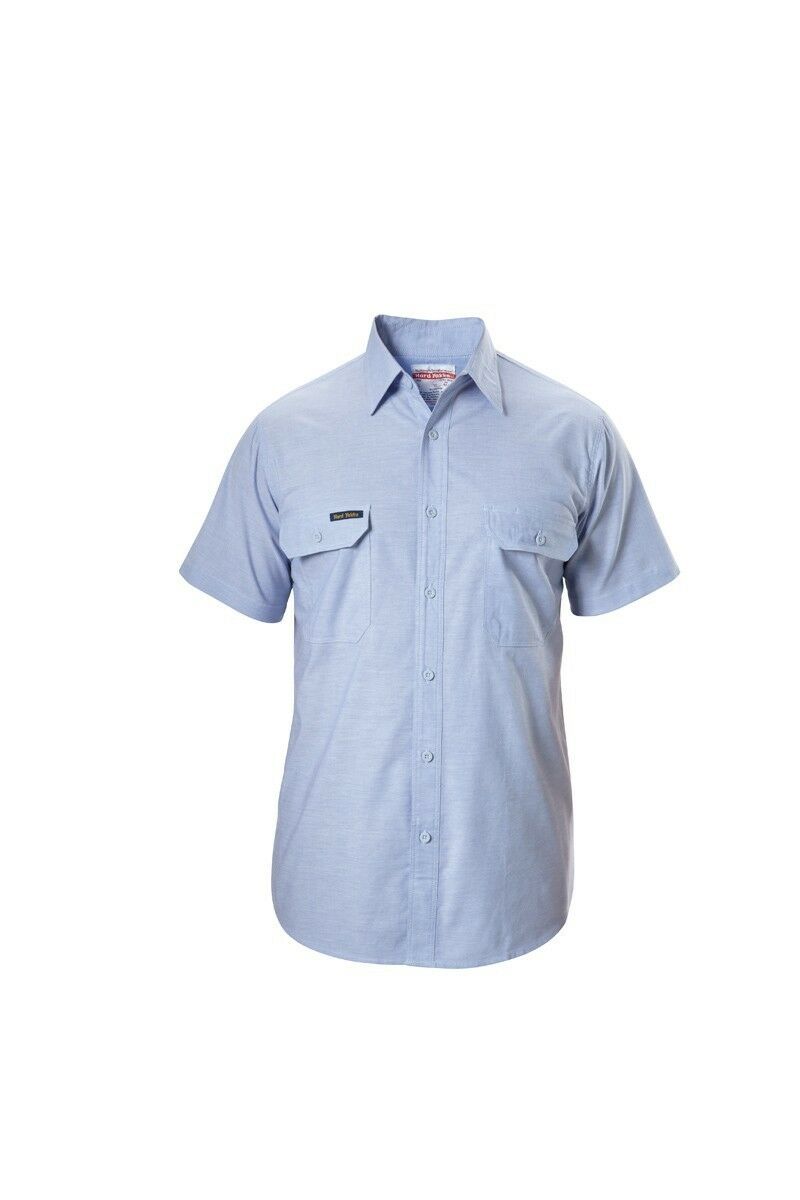 Hard Yakka Short Sleeve Chambray Light Cotton Business Work Shirt Y07529-Collins Clothing Co