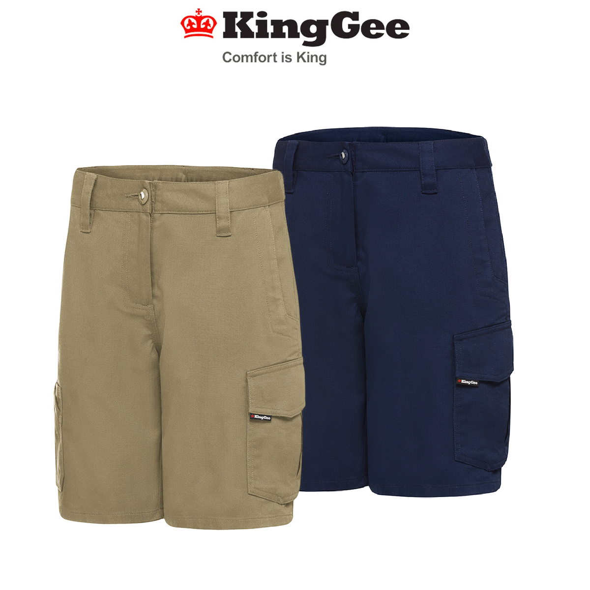 KingGee Womens WorkCool Shorts Durable Reinforced Ripstop Fabric Workwear K47000