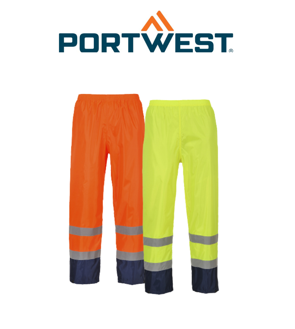 Portwest Hi-Vis Classic Two Tone Rain Pants Reflective Taped Work H444