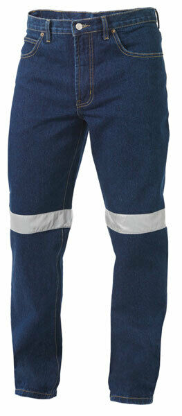 KingGee Mens Reflective Work Jean Classic Reinforced Denim Pants Workwear K53030