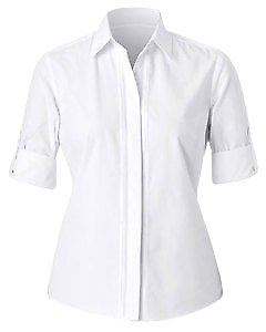 NNT Womens Polycotton 3/4 Rollup Shirt White Classic Business Shirt CAT4M9-Collins Clothing Co
