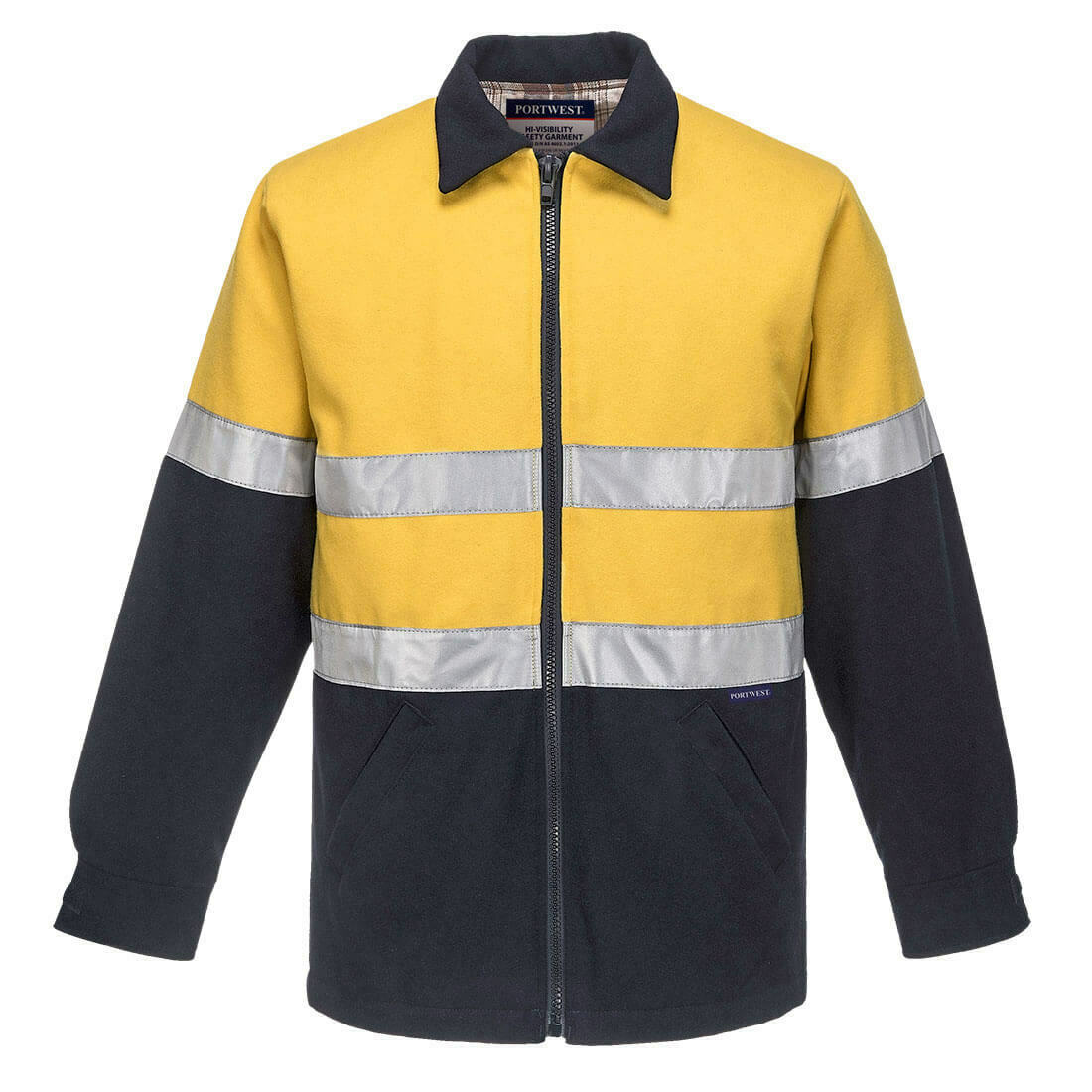 Portwest Mens Wool Blend Bluey Jacket High Vis Day/Night Reflective Safety MW02-Collins Clothing Co