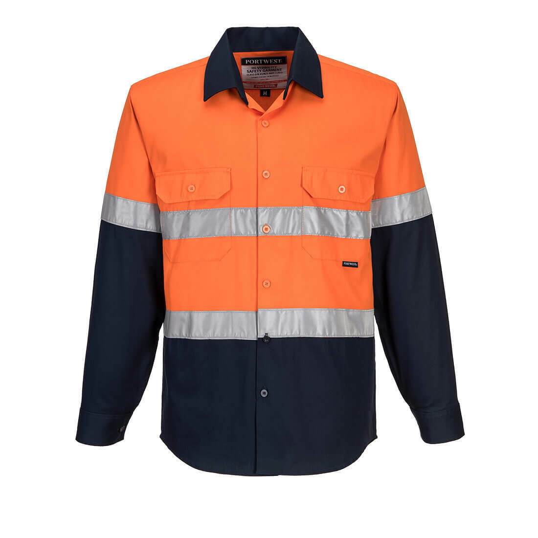 Portwest Mens Prime Mover Work Hi-Vis Two Tone Long Sleeve Shirt Taped MA101-Collins Clothing Co