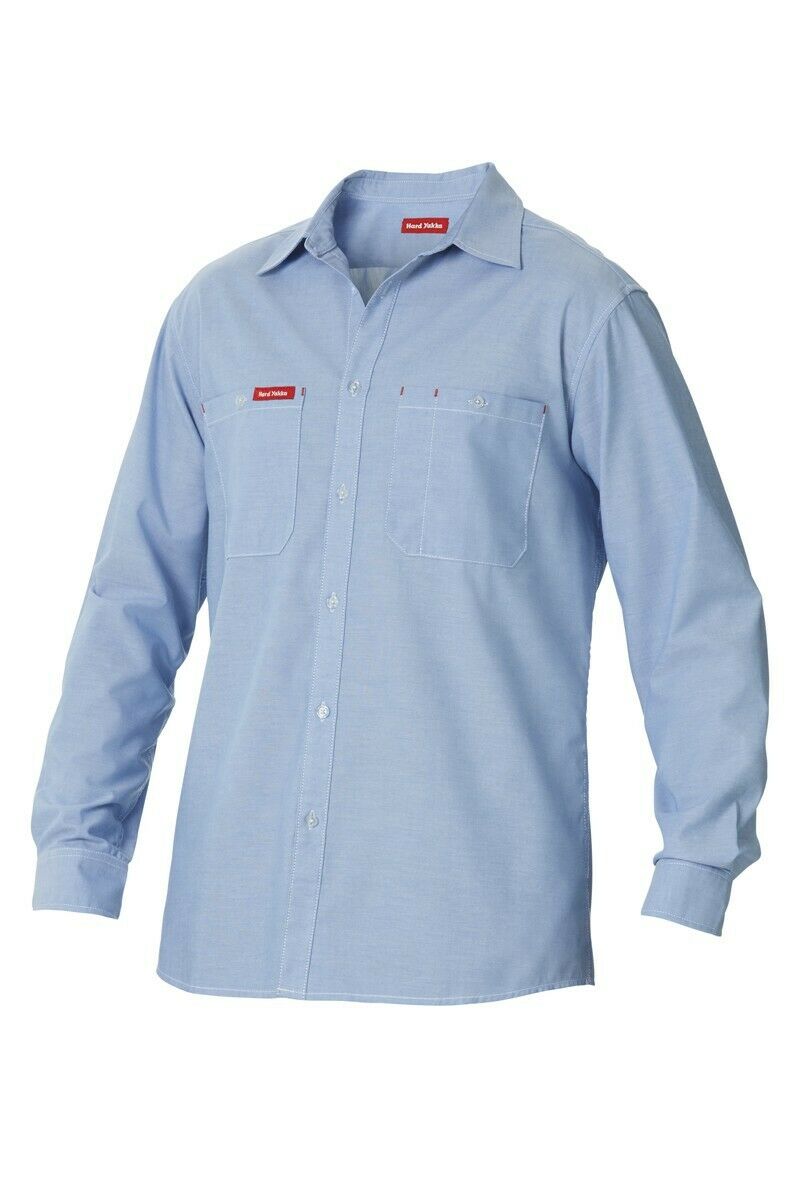 Hard Yakka Foundations Chambray Long Sleeve Work Office Collar Shirt Y07338-Collins Clothing Co