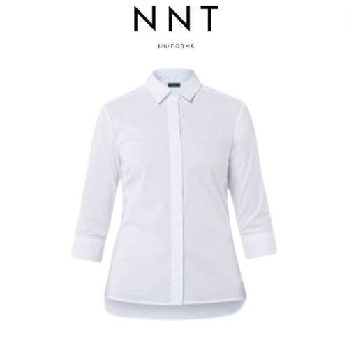 NNT Womens Stretch Cotton Blend 3/4 SLV Tunic Shirt White Classic Fit CATU2P