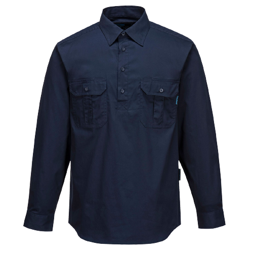 Portwest Adelaide Shirt, Long Sleeve, Light Weight Cotton Polo Shirt MC903
