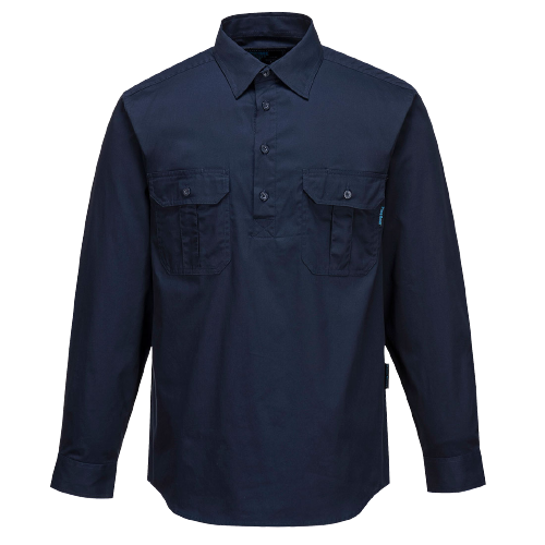 Portwest Adelaide Shirt, Long Sleeve, Light Weight Cotton Polo Shirt MC903-Collins Clothing Co