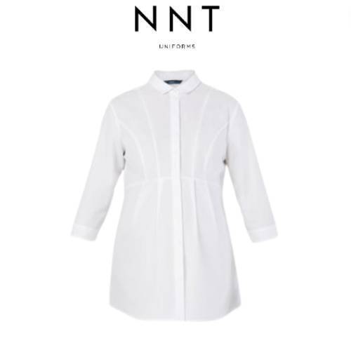 NNT Womens Polycotton 3/4 Sleeve Mat Shirt White Classic Fit Blouse CAT9XJ
