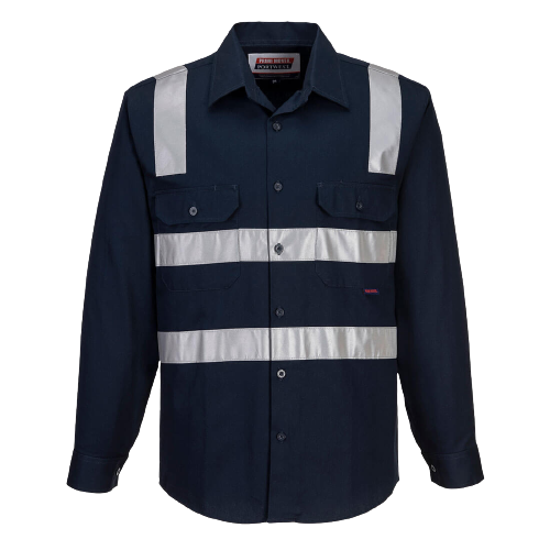 Portwest Brisbane Shirt, Long Sleeve, Regular Weight Reflective Safety MS908-Collins Clothing Co