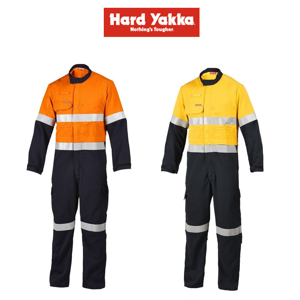 Mens Hard Yakka Protect Hi-Vis 2 Tone Tecasafe Plus Coverall Safety Taped Y00303