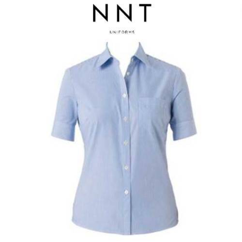 NNT Womens Cotton Blend Balance Stripe S/S Sction BK Shirt Business Shirt CAT47A