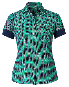 NNT Womens Pixel Print S/S Action Back Shirt Collared Button Shirt CAT9S2
