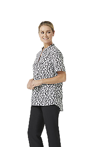 NNT Womens Petal Print Short Sleeve Tunic Mandarin Collar Neckline CATUHU-Collins Clothing Co