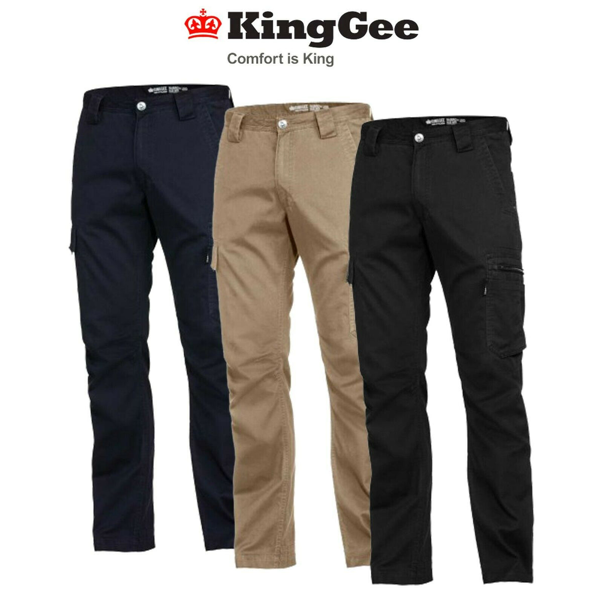 Mens KingGee Summer Tradie Pants Slim Narrow Fit Work King Gee Cargo Work K13290