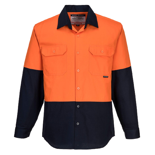 Portwest Hi-Vis Two Tone Regular Weight Long Sleeve Shirt Work Safety MS901