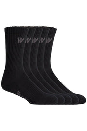 Hard Yakka Cotton Crew Work Socks 5 Pack Logo Athletic Padded Black Y20035-Collins Clothing Co