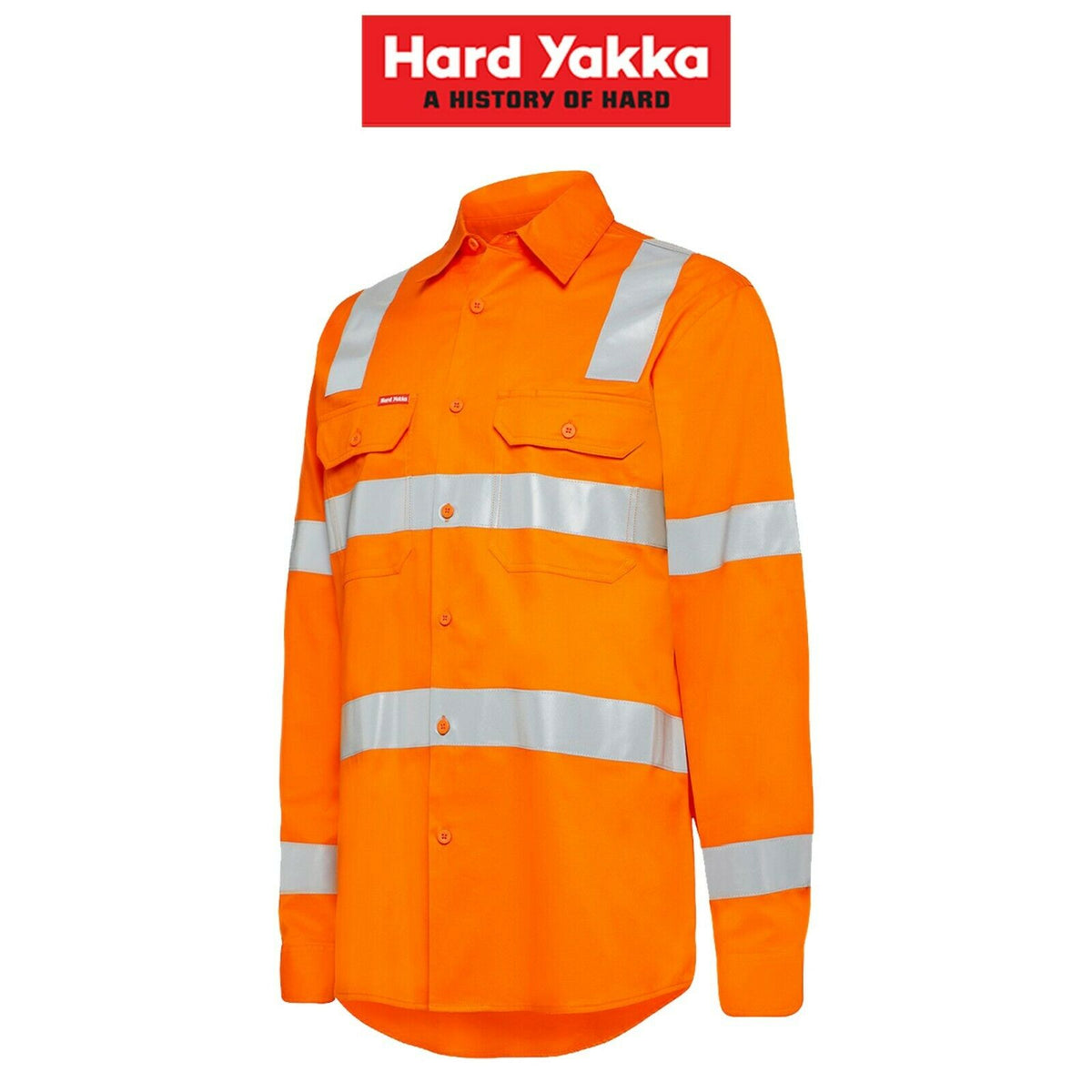 Mens Hard Yakka Rain Lightweight Drill Shirt Tape Hi-Vis Biomotion Safety Y04265
